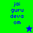 Green and blue pixelated background with 'jai guru deva om' text in blue, two star icons alternating between dark blue on green and bright green on blue.