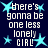 Dark blue background with light blue star shapes and white pixelated text reading "There's gonna be one less lonely GIRL" arranged in a pattern