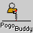 Animated pixel art of a yellow cartoon character with a red nose and white circle on its head, performing a sequence of movements against a gray background.