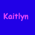 Blue background with pink text reading 'Kaitlyn LOVES Chris' and a gray rectangular shape in the bottom right corner.