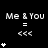 Static black background displays repeated 'Me & You' text above equal signs and left-pointing arrows, with white star symbols in varying vertical arrangements.