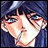 Pixelated anime-style character with blue hair and red-and-blue eyes, next to black background with white text reading "Anime IM" and "c0m".