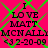 A bright pink background with green crisscross lines overlaid by black text reading "I LOVE MATT MCNALLY <3 2-20-09" in two identical horizontal