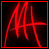 Red pixelated text 'AH' on black background with red border, static image.