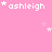 Pixelated pink background with white text 'ashleigh' and small stars in various positions across the image.