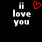 Pixelated text 'ii love you' in white with a red heart symbol above the left instance, displayed on black background.