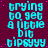 Cyan pixelated text repeats 'trying to get a little bit tipsyyy' on a dark purple background with scattered pink dots.