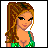 Pixel art buddy icon featuring a female character with long brown hair and green top on left, next to text "GREEN DAY RULES" on bright green background.