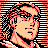 Pixelated 48x48 static icon featuring a stylized character portrait with red and black striped background, rendered in retro video game art style.
