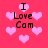 Pixelated pink background with repeating light pink hearts and black text reading "I Love Cam" in four positions.