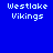 Four blue square display "Westlake Vikings" text with varying light effects; top-left is solid, top-right has a faint glow, bottom-left shows a bright radial gradient, and bottom-right is medium-bright