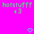 Pixelated green text "hotstuff" with pink accents appears twice on a bright magenta background, each followed by a cyan heart symbol and the number 3 in matching style.