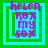 Pixelated icon with green outer border, cyan inner border, and purple text reading 'helen' above 'ROX my SOX', showing animation changes in the central cyan area.