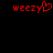 Red pixelated text 'weezy' with a heart symbol replacing the 'y', displayed on black background in two side-by-side views.