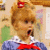 A pixelated animated contact sheet showing a child character with blonde hair and red bow, alongside blue text reading 'ur in big trouble MISTER!' on the right side.