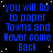 Blue pixelated text on black background reads "you will Go to paper Towns and Never come Back" with white dots scattered across the image.