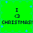 Green background with blue star shapes, black text 'I <3 CHRISTMAS!' repeated in four quadrants, no visible animation changes between observations.