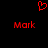 Red pixelated heart symbol above two identical red 'Mark' text labels on a black background.