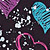 Animated icon with blue heart, pink outline, purple triangle, and white sparkles on dark background.