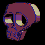 Pixelated 3D skull icons in a , each with distinct color variations and subtle facial feature changes across frames