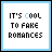 Six identical pixelated text arranged in a , each displaying "IT'S COOL TO FAKE ROMANCES" with light blue border and black text on white background