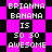 Pixelated text on a checkered background with alternating pink and black squares, displaying 'BRIANNA BANANA IS SO SO AWESOME' in white block letters.