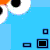 A 4-frame animated contact sheet showing a cartoon character's eyes and orange nose against a blue background with black-outlined rectangles.