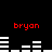 Red text 'bryan' appears four times on a black background with white horizontal bars arranged in two of varying lengths
