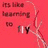 Red and blue background split horizontally with text reading 'It's like learning to fly' above and 'or falling in love' below, showing animation changes in lettering.