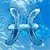 Pixelated blue icon with white and dark blue abstract shapes resembling a stylized zodiac symbol on a gradient blue background.