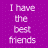 Purple background with white text and heart symbols arranged in a pattern, displaying phrases like "I have the best friends" and "a girl could ever have."