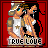Pixel art contact sheet of an animated buddy icon showing a couple in various poses with "TRUE LOVE" text on a red background.