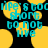 Pixelated cyan text on black background with yellow circular shapes, displaying repeated phrases and partial words.