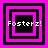 Four square display a pixelated 'Fosterz!' text over nested pink and black squares with varying border thicknesses