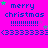 A static digital image with a bright pink background displaying repeated 'merry christmas' text in blue pixelated font, surrounded by green and purple star icons.
