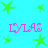 Cyan background with green star shapes and pink text reading 'LYLAS' in four quadrants.