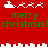 Red background with white pixelated Santa sleighs and reindeer, green 'merry christmas! merry christmas!' text repeated twice.