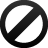 Black circular outline with diagonal slash through center on light gray background, forming a prohibition symbol.