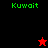 Four quadrants display 'Kuwait' text with red and black backgrounds, featuring a red star in top-right quadrant and black star in bottom-left quadrant.