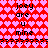Pixelated red and pink heart pattern background with black text reading "joey are u mine" repeated twice, separated by a of black question marks