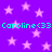 Purple background with pink stars and cyan text reading "Caroline<33 Caroline<33" repeated twice.