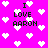 Pixelated icon with bright pink background, white heart shapes, and black text reading "I LOVE AARON" in multiple positions.