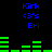 Blue text and green bar graphs on black background with repeated 'Kirk', '<3's, and 'Bri' labels across two of identical pixel patterns