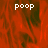 Red and dark red pixelated background with white 'poop' text in three positions, one gray square visible on the right.
