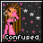 A 48x48 pixel animated contact sheet of a cartoon girl with long brown hair wearing a pink dress, displayed across nine frames showing subtle pose changes against a dark background with stars and pink dots.