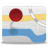 Static pixel art icon showing a red circular pin on a stylized map with yellow and blue horizontal bands.
