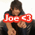 A pixelated image of a person in two poses with red text overlay reading "Joe <3" on the left side.