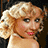 Pixelated image of a person with curly blonde hair and pink lips on the left, split into four quadrants with blue and gray backgrounds containing yellow text.