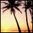 Pixelated beach sunset with palm trees and text overlays reading "just the smell of summer" and "can make me fall in love".