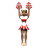 Animated cheerleading icon showing a female character with red pom-poms in four sequential poses against white background.